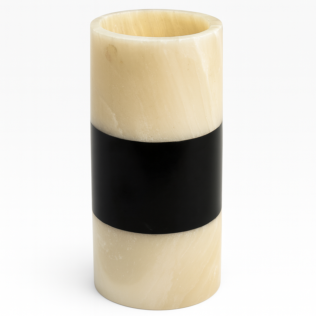 Portafiori cilindro in onice e marmo – Onixe Design