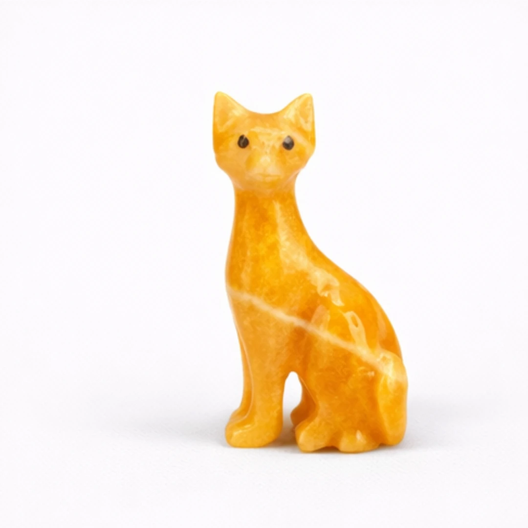 Gatto medio in onice e marmo Onixe Design ambra pietra