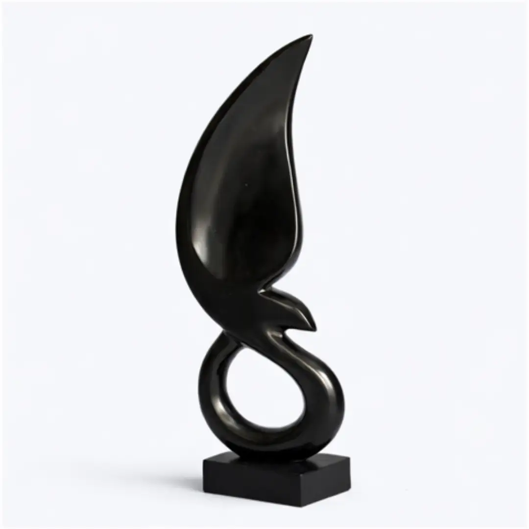 Statua modernista cigno in marmo nero – Onixe Design (1)