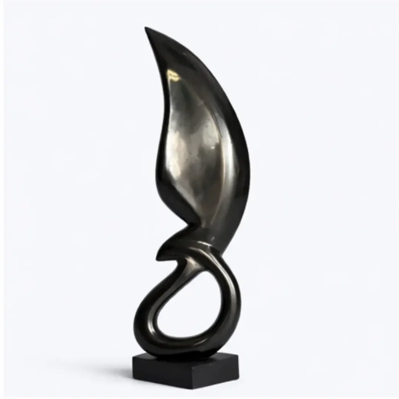 Statua modernista cigno in marmo nero – Onixe Design (2)