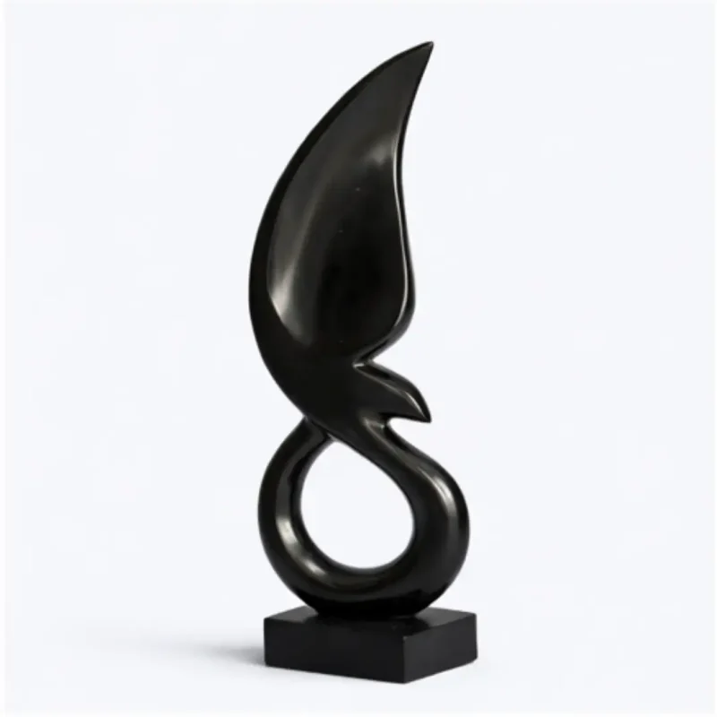 Statua modernista cigno in marmo nero – Onixe Design
