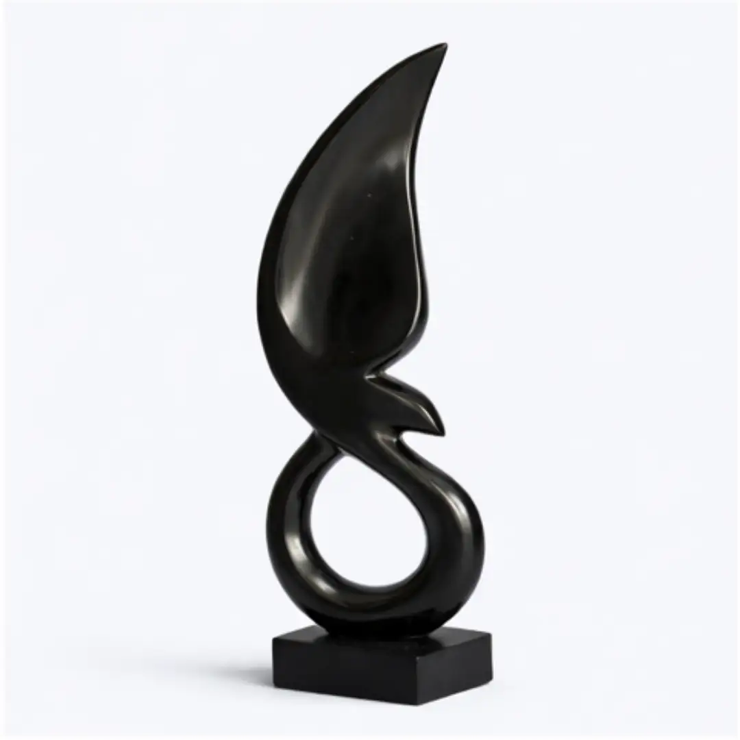 Statua modernista cigno in marmo nero – Onixe Design
