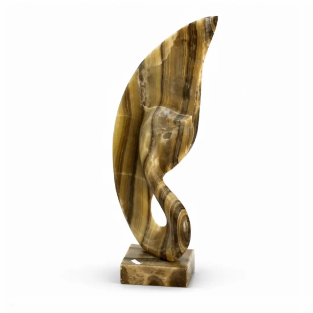 Statua modernista striata in onice – Onixe Design (1)