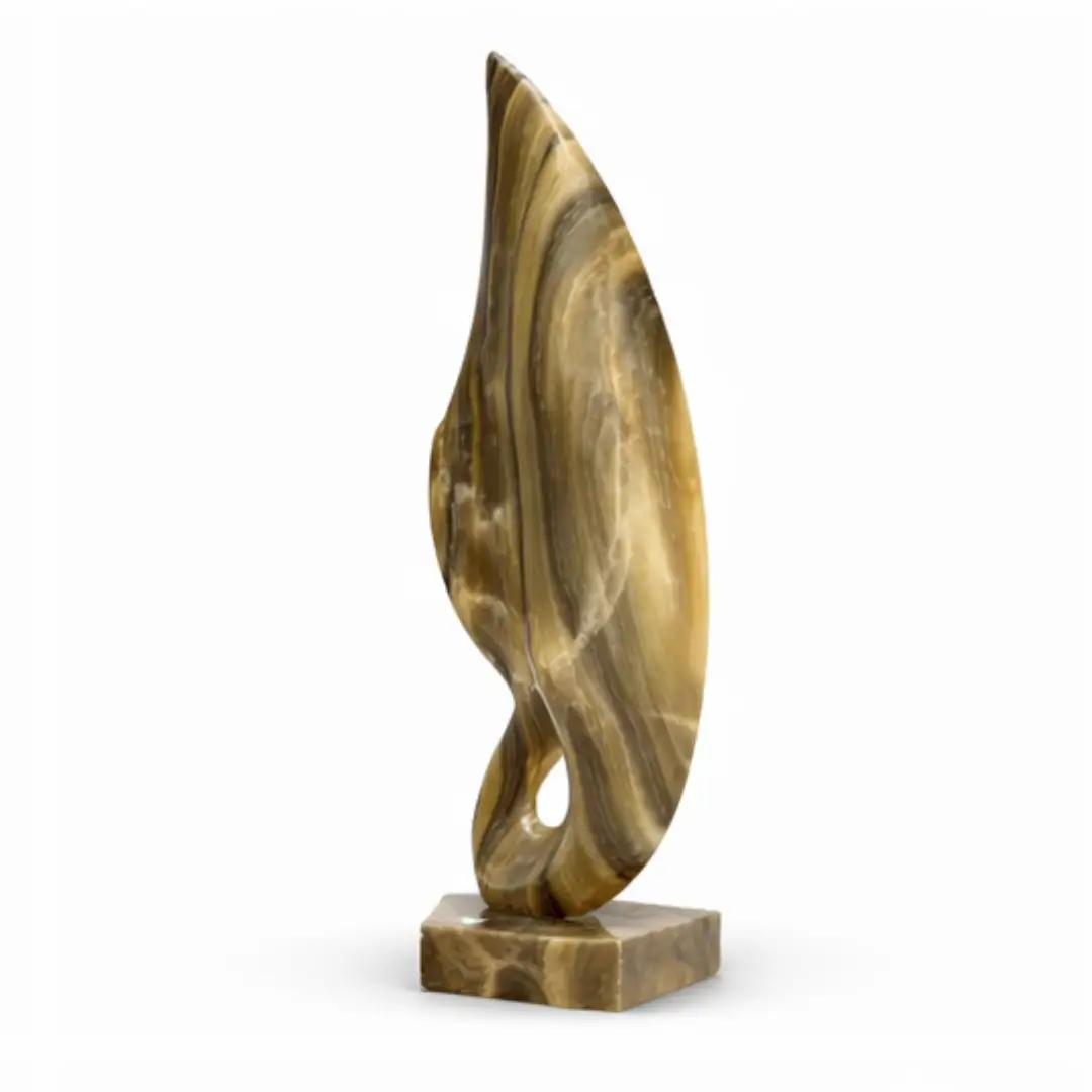 Statua modernista striata in onice – Onixe Design (2)